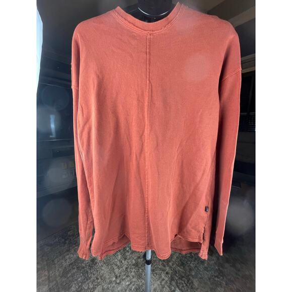 CSG deep rust oversized pullover top tunic reform line raw hem Sz S - Picture 1 of 5